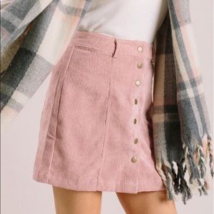 Morning Lavender Blush Pink Corduroy Mini Skirt